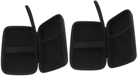 Ipetboom 2pcs Portable Storage Black 15x10x4.5cm Hard Rectangle Eva Carrying Case Zipper for Diabetes Supplies Travel Electronics Protector