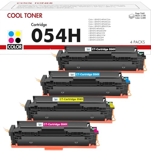 Cool Toner 054H 054 Kompatibel für Canon 054H Toner für i-SENSYS MF643Cdw MF641Cw MF645Cx MF642Cdw MF644Cdw MF641CW LBP622Cdw MF640 LBP620 (Schwarz Cyan Gelb Magenta, 4er-Pack)