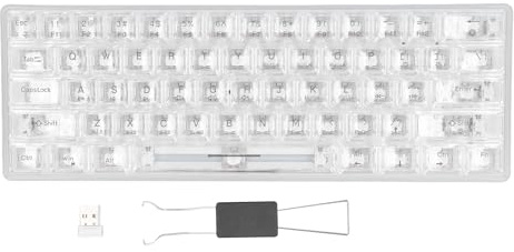 WOHPNLE Tastiera meccanica, tastiera RGB trasparente con interruttore bianco scambubile caldo, tastiera cablata wireless Bluetooth 2.4G per vittorie Android iOS