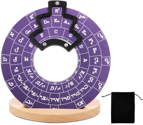 Quintenzirkel Rad,Metall Melodie Werkzeug Akkord Rad mit hölzernen Stand und Aufbewahrungstasche, Musiktheorie Lernwerkzeug, Akkord Räder Musikinstrument für Gitarre Klavier Musiker Songwriting