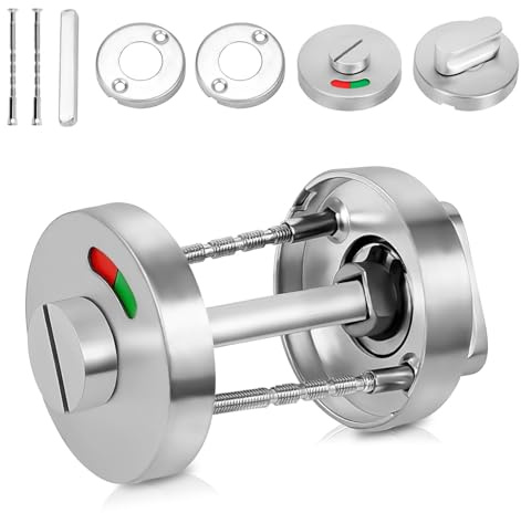 WC-Rosette mit Belegtanzeige, WC Türschloss Drehriegel, Badezimmer Schloss mit Drehknopf Türschloss Rosette Edelstahl Tür Rosetten Edelstahl-Rosetten-Set für Toilettentüren Badezimmer