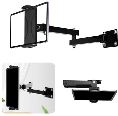 Calenxy Support mural pour tablette en aluminium, rotatif à 360° et extensible, réglable en hauteur et pliable, support de tablette idéal pour cuisine, salon, bureau, tablettes de 4,7 à 13
