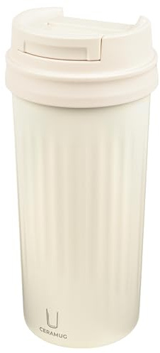 TROIKA Thermobecher 500 ml CERAMUG 500 Doppelwand-Isolierung mit Vakuum und WEILBURGER® Keramik Beschichtung im Inneren Fassungsvermögen: 500 ml auslaufsicher 304 Edelstahl, Kunststoff, Silikon weiß