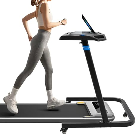 MEELRYD Rollentrainer Schreibtisch höhenverstellbar mit Rollen, Fitness Tisch für Heimtrainer Fahrrad & Laufband, mit Rutschfester Arbeitsfläche, Tablet Halter & Getränkehalter, Mobil & stabil