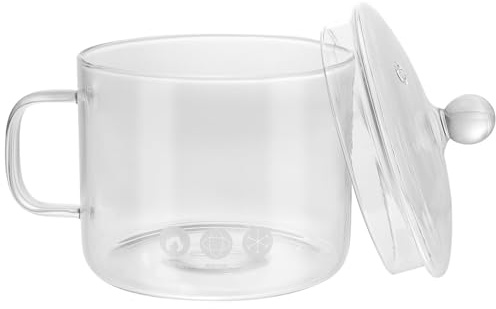 Olla de Cristal de Borosilicato Alta con Tapa y Asa, 13cm