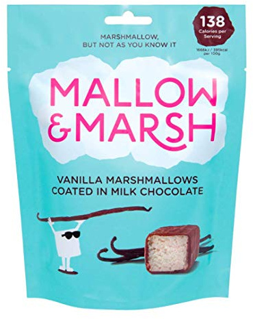 Mallow & Marsh Milk Chocolate Vanilla Coated Sharing Bag, 100g