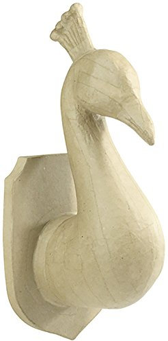 Décopatch SA188C Trophäe Pfau (aus Pappmaché zum Verzieren und Personalisieren, 26,5 cm, ideal für Ihre Hausdeko) 1 Stück kartonbraun