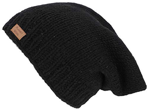 GURU SHOP Beanie Mütze, Strickmütze, Nepalmütze, Wintermütze - Schwarz, Herren/Damen, Synthetisch