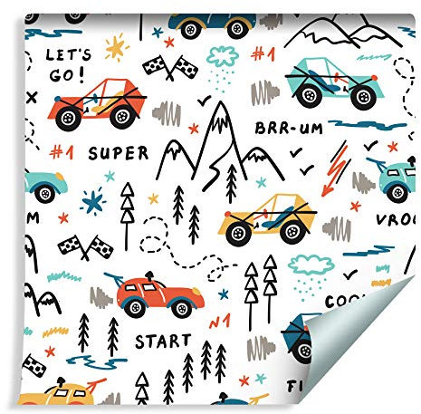 Muralo Tapete Für Kinder - Autorennen in den Bergen Vlies kreativ Junge Auto - 266604516