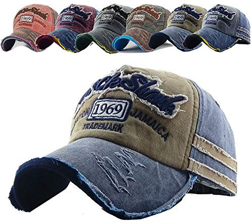 CheChury Baseballcap Original 1969 Vintage Style Used Washed Look Retro Outdoor Kappe Mütze Cap Schirmmütze Basecap verstellbar Sommerhut Unisex Sonnenhut für Sport Baseball Kappe (Khaki/Blau)