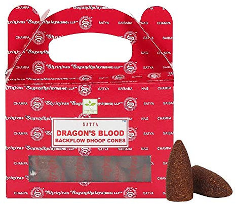 ETHNICITI Satya Nag Champa Räucherkegel, Rückfluss-Räucherkegel, 24 Kegel, 1 Packung (Drachenblut)
