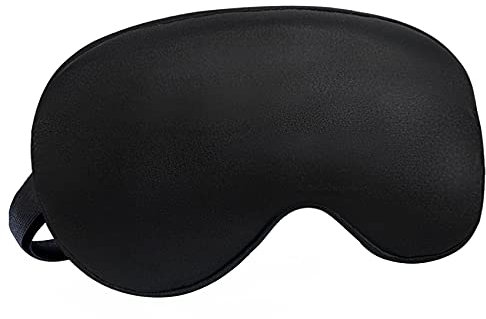 Audamp Schlafmaske Augenmaske Nachtmaske Verstellbarem Band Hautfreundlich Seide Ultraweiche Schlafbrille 1 Stück (Schwarz)