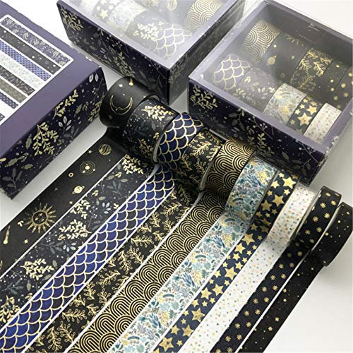SWECOMZE 10 Rollen Washi Tape Set, Dekoratives Klebeband, DIY Papier Tape, Masking Tape Klebebänder Set (E)