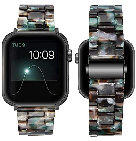 SEURE Kompatibel mit Apple Watch Armband 38mm 40mm 41mm 42mm Damen Herren Resin Harz Ersatzarmband Leicht Ersatz für Watch Series 10 9 8 7 6 SE 5 4 3 2 1 Blau blume