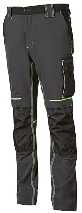 U-Power Don't Worry... BE Happy! - Pantalone da Lavoro Idrorepellenti Atom Asphalt Grey/Green, Pantaloni da Lavoro Uomo
