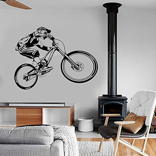 QIANGTOU Vinyl Wandtattoo Mountainbike Sport Radfahren BMX Fahrrad Motocross Wandaufkleber Moderne Garage Home Schlafzimmer Dekor 98x73cm