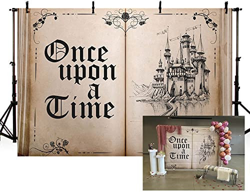 MEHOFOND Fotohintergründe, Märchenbuch-Fotografie-Hintergründe, Once Upon A Time, für Geburtstagsparty, Fotodekoration, Hochzeit, Hintergrund, Fotozone, Heimstudium, Tapete, Fotoshooting,