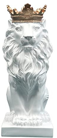 Vinbcorw Modern Wohndekoration Crown Lion Skulptur,LöWe Statue,Kunstharz Skulpturen,Handarbeit,Wohnzimmer Desktop Display Statue,Rot, Weiß, Schwarz, Gold, Silber 9.4x6.5x18cm,A2