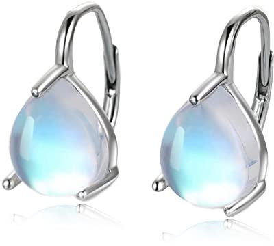 POPLYKE Teardrop Mondstein Leverback Ohrringe 925 Sterling Silber Mondstein Ohrringe für Damen Geburtstags Geschenke