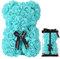 TJC Rose Teddy Bear Flower Bear with Gift Box Birthday Romantic Valentines Gifts for her Girlfriend Love Friends Wife Fiancée PE Material with Bow Tie Everlasting Forever Turquoise Blue