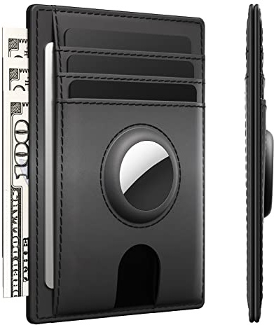 typecase Portefeuille fin minimaliste pour homme pour AirTag, poche avant, portefeuille en cuir Crazy Horse de qualité supérieure avec support AirTag, blocage RFID, portefeuille pour cartes de crédit