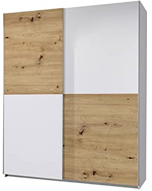 Schwebetürenschrank - Artisan Eiche Dekor Weiß matt - 170 x 196 cm