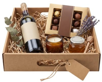 Venuscello® Bandejas de cartón de color marrón, cesta de regalo para poner latas de bebidas, verduras y frutas, 16 x 10.5 x 4 pulgadas (100)