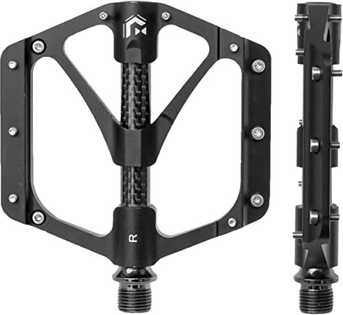 GORIX Fahrrad-Flachpedale, breites CNC-3-B-Lager, Karbonfaser-Mittelrohr, leicht, mit rutschfestem Stift, Spike, Rennrad, Mountainbike, Fahrrad (GX-FX356)