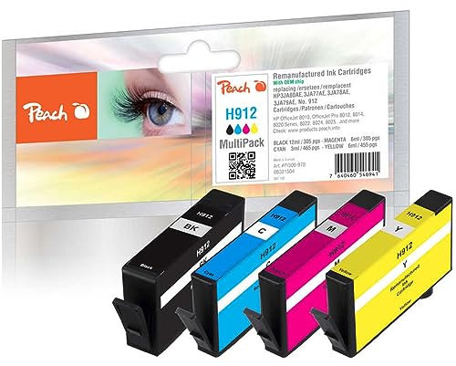 Peach Tintenpatronen Modell Tinte Spar Pack PI300-970 (kompatibel zu HP912 (6ZC74AE))