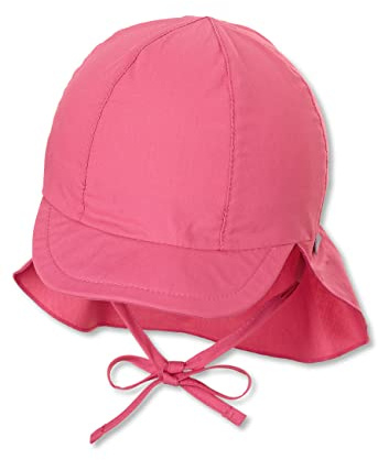 Sterntaler Schirmmütze Nackenschutz einfarbig – Schirmmütze aus Bio-UV-Popeline mit Nackenschutz, einstülpbaren Ohrenklappen und Bindeband, UV-Schutz 50+