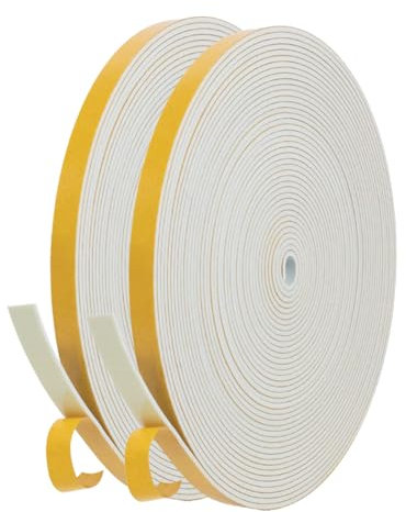 Dichtungsband Selbstklebend Türdichtung für Türen Fenster, 6mm(B) x1.5mm(D)/20m(L) Schaumstoffband Gummidichtung für Kollision Siegel Schalldämmung Weiß