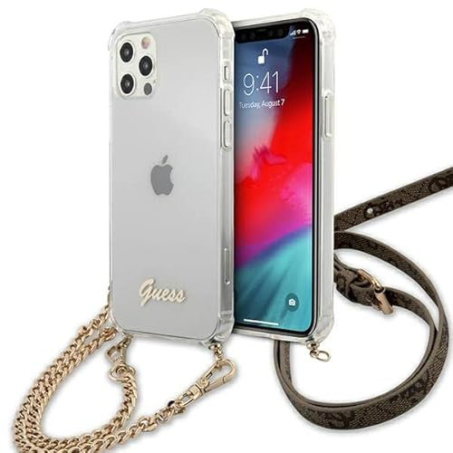 GUESS GUHCP12MKC4GSGO Hülle für iPhone 12/12 Pro 6,1 Transparent hardcase 4G golden Kette
