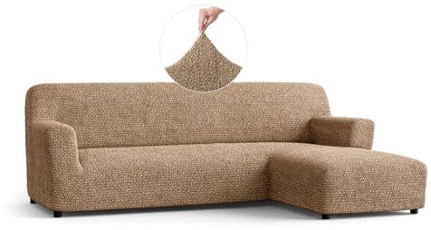 PAULATO - Bezug für Sofas mit rechter Halbinsel (gesehen von vorne), Sofabezug für Ecksofa in L-Form aus Stretch-Mikrofaser, kratzfestes und maschinenwaschbares Gewebe, Made in Italy - Cappuccino