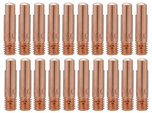 20pcs Punta di in rame 1,0 mm, Ricambi Torcia Mig Punte Saldatrice a Filo Mig Punta del di Saldatura Consumabili per Torce di Saldatura mig Torcia per Binzel 15AK MIG/MAG