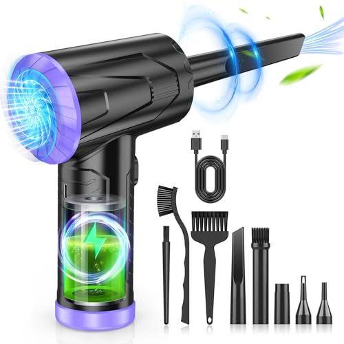 Compressed Air Duster Keyboard Cleaner - 110000RPM Powerful Electric Air Duster Air Blower for Computer PC Cleaner Car Duster Replace Canned Dust Off Rechargeable Cordless Compressed Air Can 6000mAh
