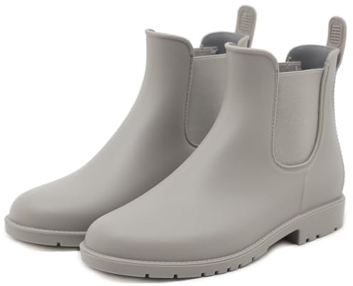 Uniuni Stivali Pioggia Uomo Chelsea Scarpe Gomma Impermeabili Donna Bassi Stivaletti Antiscivolo Comode Rain Boots Grigro 38