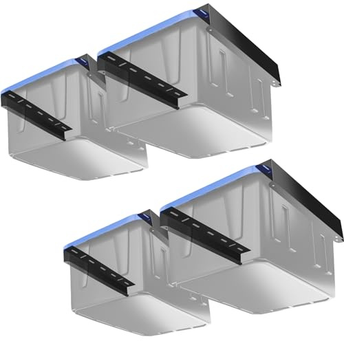 Tandefio 4 Sets Overhead Garage Storage Rack Ceiling Racks, Bin Organization System for 4 Bins,heavy Duty Metal Rack Ceiling Garage Storage Bracket Organization for Supports Most Bins Container, Black