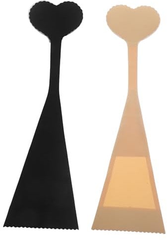 WRITWAA 2 Stück Damen-Tangas Aus Unsichtbarer Spitze In Nude Selbstklebend Ohne Höschenlinie Herzförmiger Trägerloser C-String-Tanga Hautfarbe Schwarz Größe