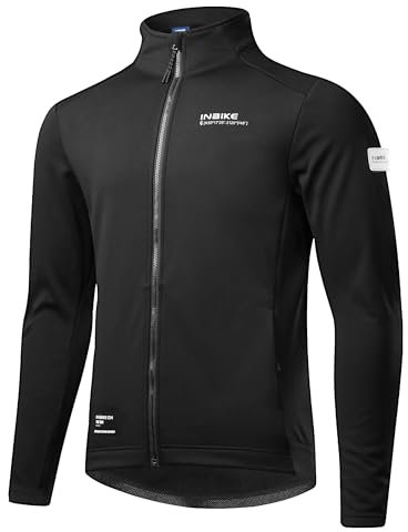 INBIKE Fahrradjacke Softshelljacke Herren Damen Winter Thermo Winddicht Atmungsaktiv Radjacke für Radfahren Laufen Wandern Outdoor Schwarz XL