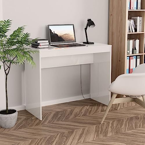 BUKSCYJS Computertisch Klein,Kleiner Schreibtischschreibtisch Hochglanz-Weiß 90x40x72 cm Holzwerkstoffgeeignet FüR Wohnzimmer, Schlafzimmer, BüRo, Besprechungszimmer, Arbeitszimmer