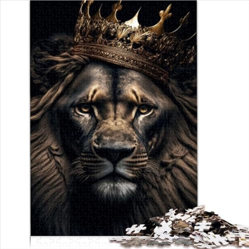 Puzzles für Erwachsene: Schwarzer König der Löwen auf Gold, 1000 Teile, Puzzle für Erwachsene, Holzpuzzle, Spielzeug für Mädchen und Spielzeug für Jungen, tolles Geschenk für Erwachsene, G