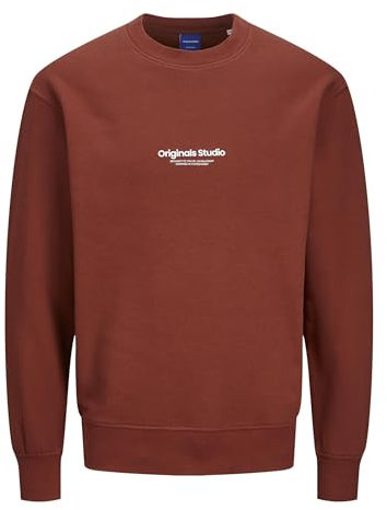 JACK & JONES Herren Jorvesterbro Sweat Crew Neck Noos 12241694,Brandy Brown,XL