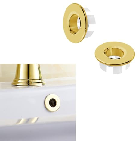 Lot de 2 Anneaux de trop-Plein pour évier de Cuisine et Salle de Bain (doré)