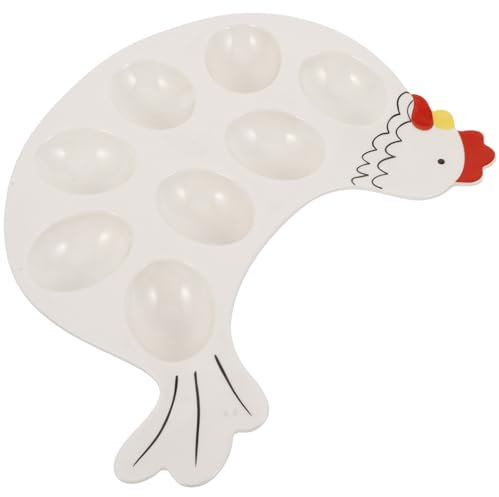 Ciieeo Vassoio delle Uova di Pasqua di Legno Piatto di Uova Sode Teglia per Lumache Contenitore Rotondo per Uova Piatto di per Uova alla Diavola Piatto da Portata Ceramica