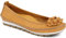 Pavers Women's Floral Embellished Ballet Pumps in Mustard Leather - Casual Shoes with Wide D/E Fit - Breathable Ladies Footwear - Size UK 5 / EU 38