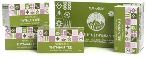 Thymian Tee BIO von Alpi Nature, 80 Thymian Teebeutel, 80g (4 Schachteln mit 20 Teebeutel à 1g)