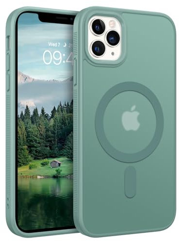 GUAGUA for iPhone 11 Pro Max Case Compatible with MagSafe iPhone 11 Pro Max Magnetic Case Slim Translucent Matte Shockproof Protective Anti-Scratch Case for iPhone 11 Pro Max 6.5, Mint Green