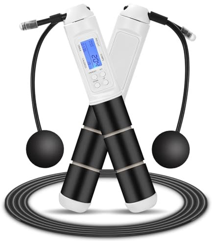 SOBEAU Springseil Erwachsene Fitness, Springseil mit Zähler, Jump Rope Verstellbar mit Kugellager, Kabellos Gewichtetes Seilspringen für Workout, Skipping Rope Rutschfest für Kinder und Erwachsenes