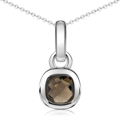 Materia Edelstein Kette Silber 925 braun - Rauchquarz Anhänger Damen KA-248-Rauchquarz_K141