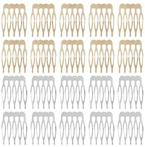 20 Stück Zähne Metall Seite Haarkämme Einfarbig Draht Gleitkämme Hochzeit Brautschleier Kämme Dekorative Kopfbedeckung Französisch Twist Hochsteckfrisur Chignon Dutt Clips